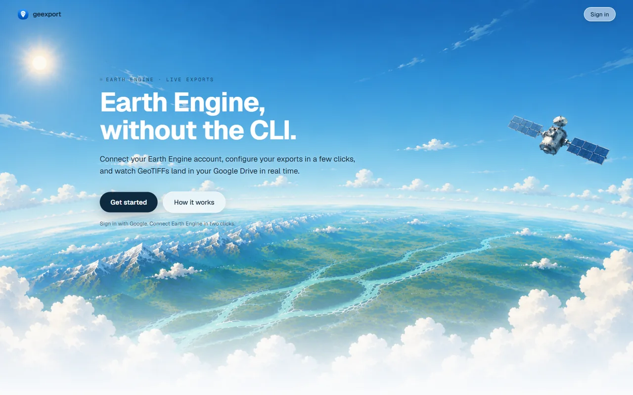 Page d'accueil de Geexport