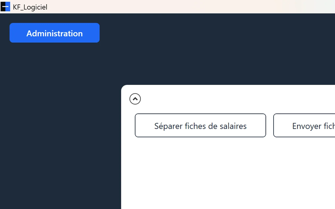 Écran principal du logiciel administratif : séparer et envoyer les fiches de salaire