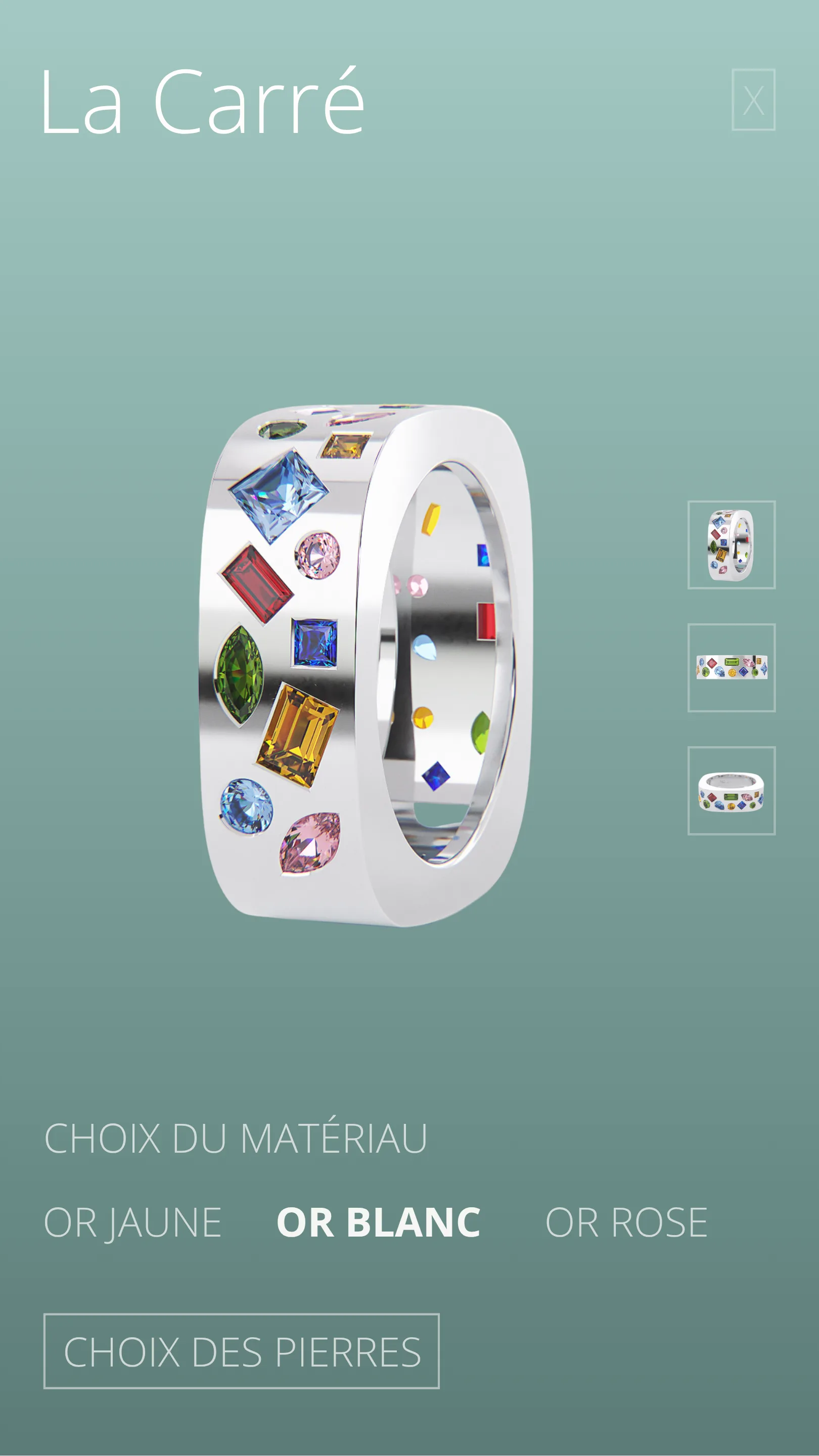 Configurateur de bague Muse sur mobile, écran 2
