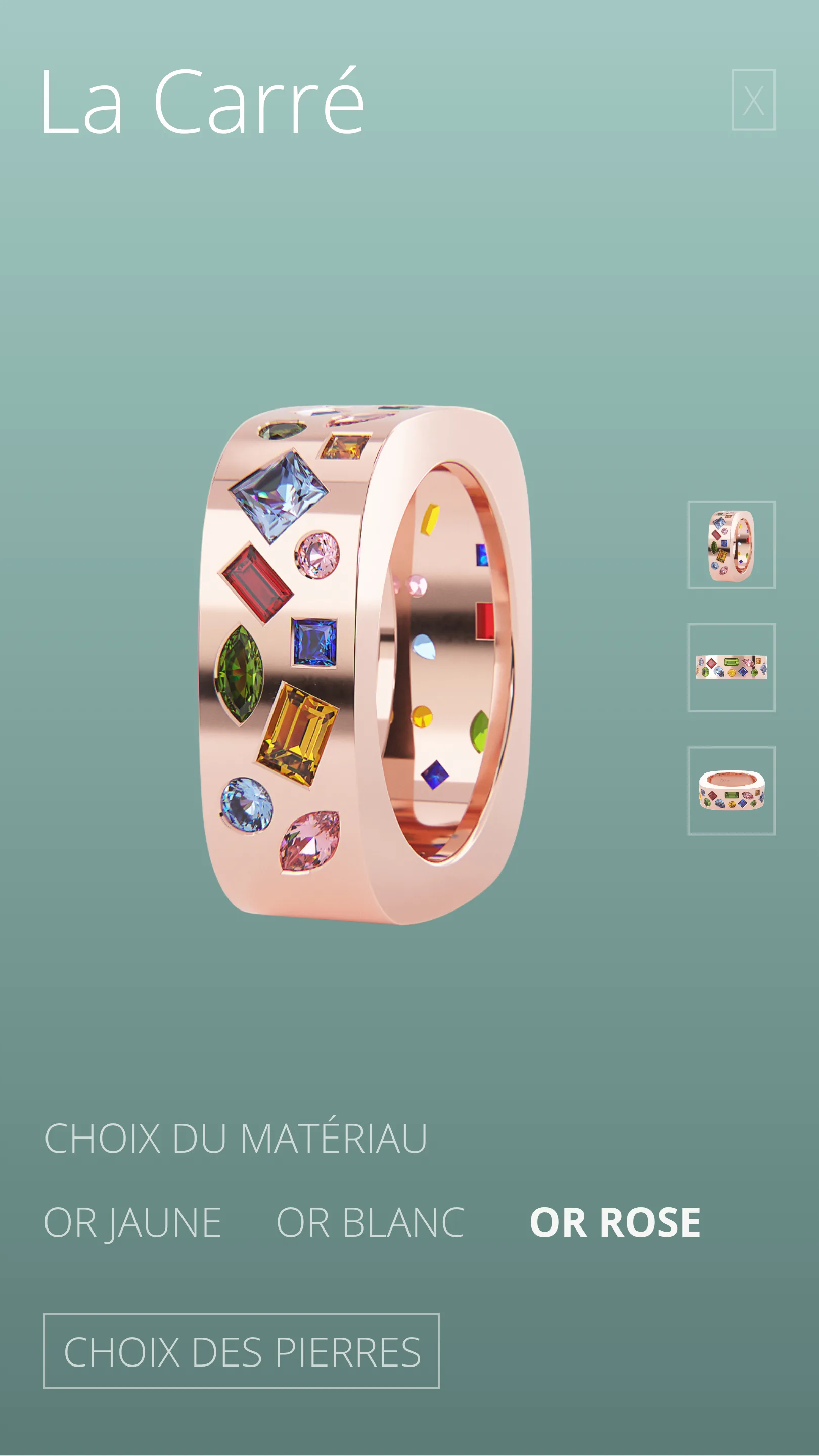 Configurateur de bague Muse sur mobile, écran 3