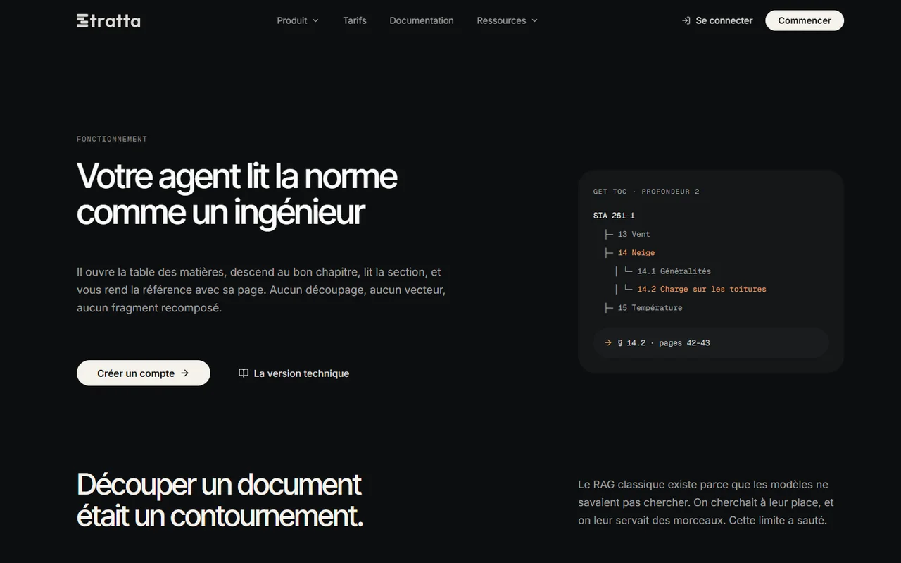 Page expliquant comment l'agent navigue une norme section par section